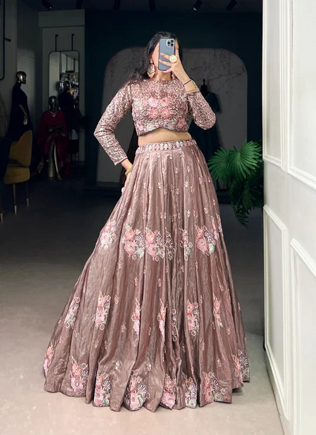 NNK1143 Fendi With Sequins And Thread Embroidery Work Lehenga With Blouse Wholesale Market In Surat